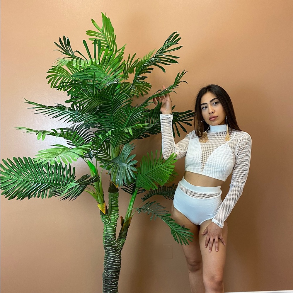 ‼️ White Net High Waist Swim Wear Two Piece Set